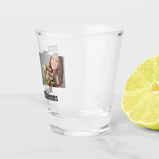 Aangepaste foto, naam en jaar doctoraat shot glas (Rechts)