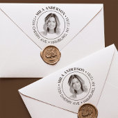 Aangepaste foto, naam en retouradres hout rubberstempel