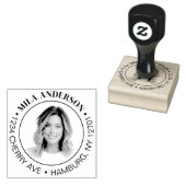 Aangepaste foto, naam en retourhouten adres  rubberstempel (Gestempeld)