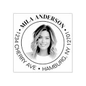 Aangepaste foto, naam en retourhouten adres  rubberstempel (Afrduk)