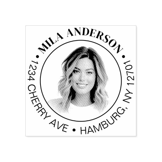 Aangepaste foto, naam en retourhouten adres  rubberstempel (Afrduk)
