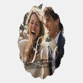 Aangepaste foto, naam en tekst ornament kaart (Rechts)