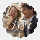 Aangepaste foto, naam en tekst ornament kaart (Voorkant)