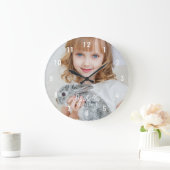 Aangepaste foto naam geboorte Datum wit grote klok (Huis)