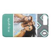 Aangepaste foto & naam geometrisch retro ikatpatro Case-Mate iPhone case (Achterkant (Horizontaal))