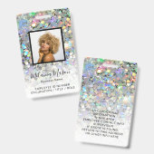 Aangepaste foto Naam Holographic Glitter Personeel Badge (Voor- en achterkant)