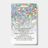 Aangepaste foto Naam Holographic Glitter Personeel Badge (Achterkant)