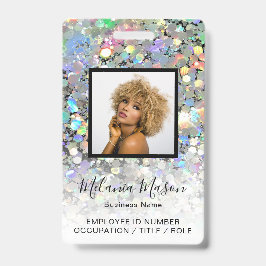Aangepaste foto Naam Holographic Glitter Personeel Badge