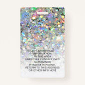Aangepaste foto Naam Holographic Glitter Personeel Badge (Achterkant)