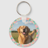 Aangepaste foto & naam hond moeder pastel geometri sleutelhanger (Voorkant)