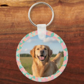 Aangepaste foto & naam hond moeder pastel geometri sleutelhanger (Voorkant)