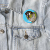 Aangepaste foto naam huisdier vogel ronde button 5,7 cm (In situ)