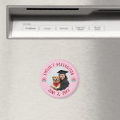 Aangepaste foto Naam Jaar Roze Afstuderen Rode Roz Magneet (Insitu (Vaatwasser))