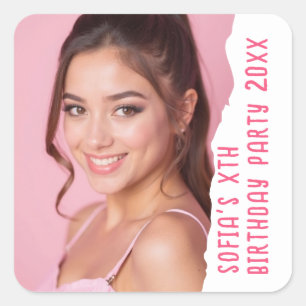 Aangepaste foto Naam Jaar Verjaardagsfeest Elke Le Vierkante Sticker