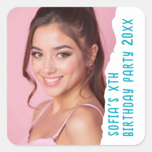 Aangepaste foto Naam Jaar Verjaardagsfeest Elke Le Vierkante Sticker