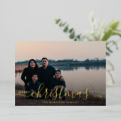 Aangepaste foto-naam kerstfeest folie feestdagenkaart (Staand Voorkant)