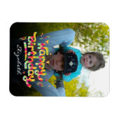 Aangepaste foto + naam Kleurrijke verjaardag Keeps Magneet (Horizontaal)