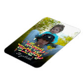 Aangepaste foto + naam Kleurrijke verjaardag Keeps Magneet (Linkerzijde)