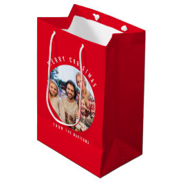 Aangepaste foto naam Merry KerstRed Medium Cadeauzakje