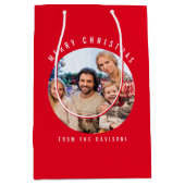 Aangepaste foto naam Merry KerstRed Medium Cadeauzakje (Voorkant)