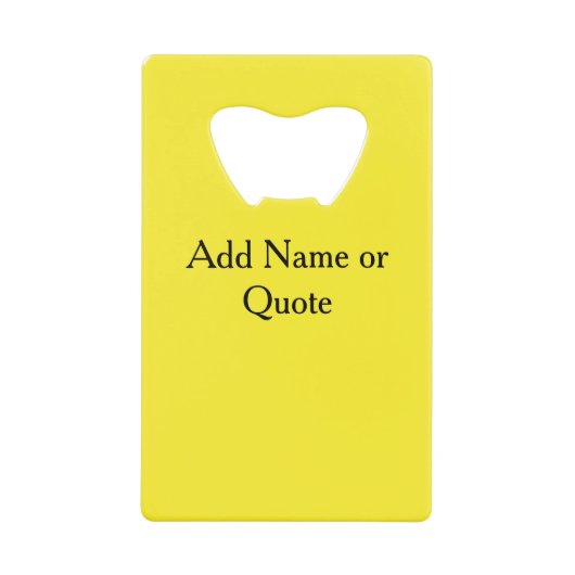 Aangepaste foto naam monogram citaat Geel Creditkaart Flessenopener (Voorkant)