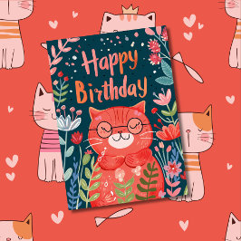 Aangepaste foto & naam | Mooie kat illustratie kun Kaart