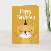 Aangepaste foto & naam | Moppe kat illustratie kun Kaart (Voorkant)