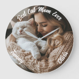 Aangepaste Foto & Naam Muur Klok – Cadeau voor Kat