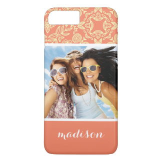 Aangepaste foto & naam op vintage achtergrond iPhone 8/7 plus hoesje