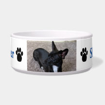 Aangepaste foto naam pootafdrukken hond blauw