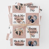 Aangepaste foto/naam Roos Gold Heart Pattern Wedde Inpakpapier Vel (In situ)