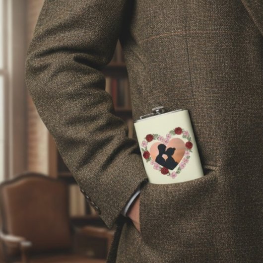 Aangepaste foto & naam roos hart heupfles