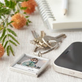 Aangepaste Foto & Naam Sleutelhanger, Gift voor Vr Sleutelhanger (Zijkant)