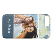 Aangepaste foto & naam stijlvol bloemmotief Case-Mate iPhone case (Achterkant (Horizontaal))