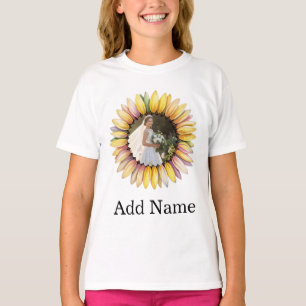 Aangepaste Foto Naam Tekst Gepersonaliseerde zonne T-shirt