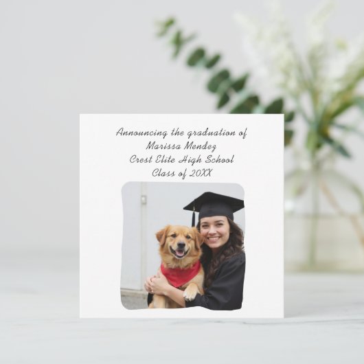 Aangepaste foto Naam toevoegen Afstuderen Aankondi Kaart (Staand voorkant)