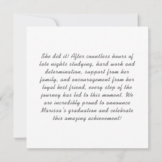 Aangepaste foto Naam toevoegen Afstuderen Aankondi Kaart (Achterkant)