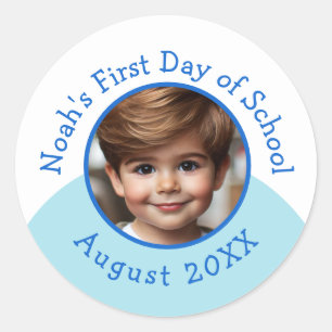 Aangepaste foto Naam toevoegen Jaar Eerste Dag van Ronde Sticker