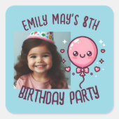 Aangepaste foto Naam toevoegen Leuke verjaardagsba Vierkante Sticker (Voorkant)