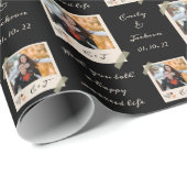 Aangepaste foto | Naam | Trouwdatum Cadeaupapier (Rol Hoek)