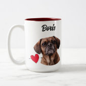Aangepaste foto/naam van een hond/grappige hondenq tweekleurige koffiemok (Links)