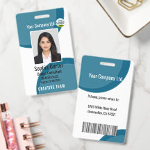 Aangepaste foto naam Werknemer ID-badge Blauw As