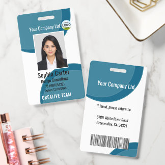 Aangepaste foto naam Werknemer ID-badge Blauw As Badge