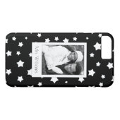 Aangepaste foto & naam zwart-wit sterrenpatroon Case-Mate iPhone case (Achterkant (Horizontaal))