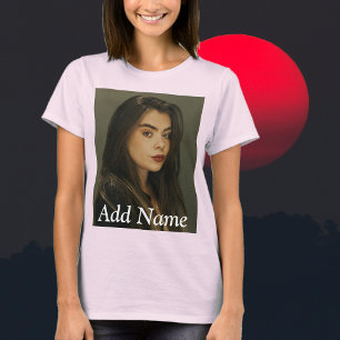 Aangepaste foto-naamtekst Aangepast T-shirt