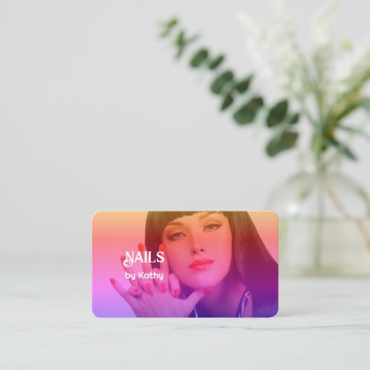 Aangepaste foto nageltechnicus visitekaartje (Staand voorkant)