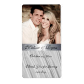 Aangepaste foto, namaak, zilveren satijn, wijnlabe etiket (Voorkant)