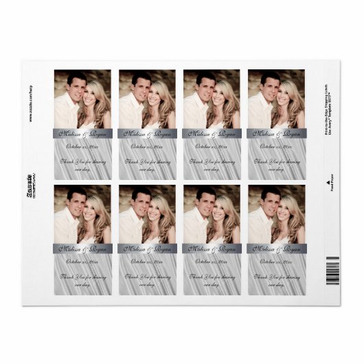 Aangepaste foto, namaak, zilveren satijn, wijnlabe etiket (Full Sheet)