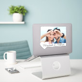 Aangepaste foto & namen Liefde Sticker (Laptop op bureau)