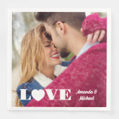 Aangepaste Foto & Namen LOVE Servet (Voorkant)